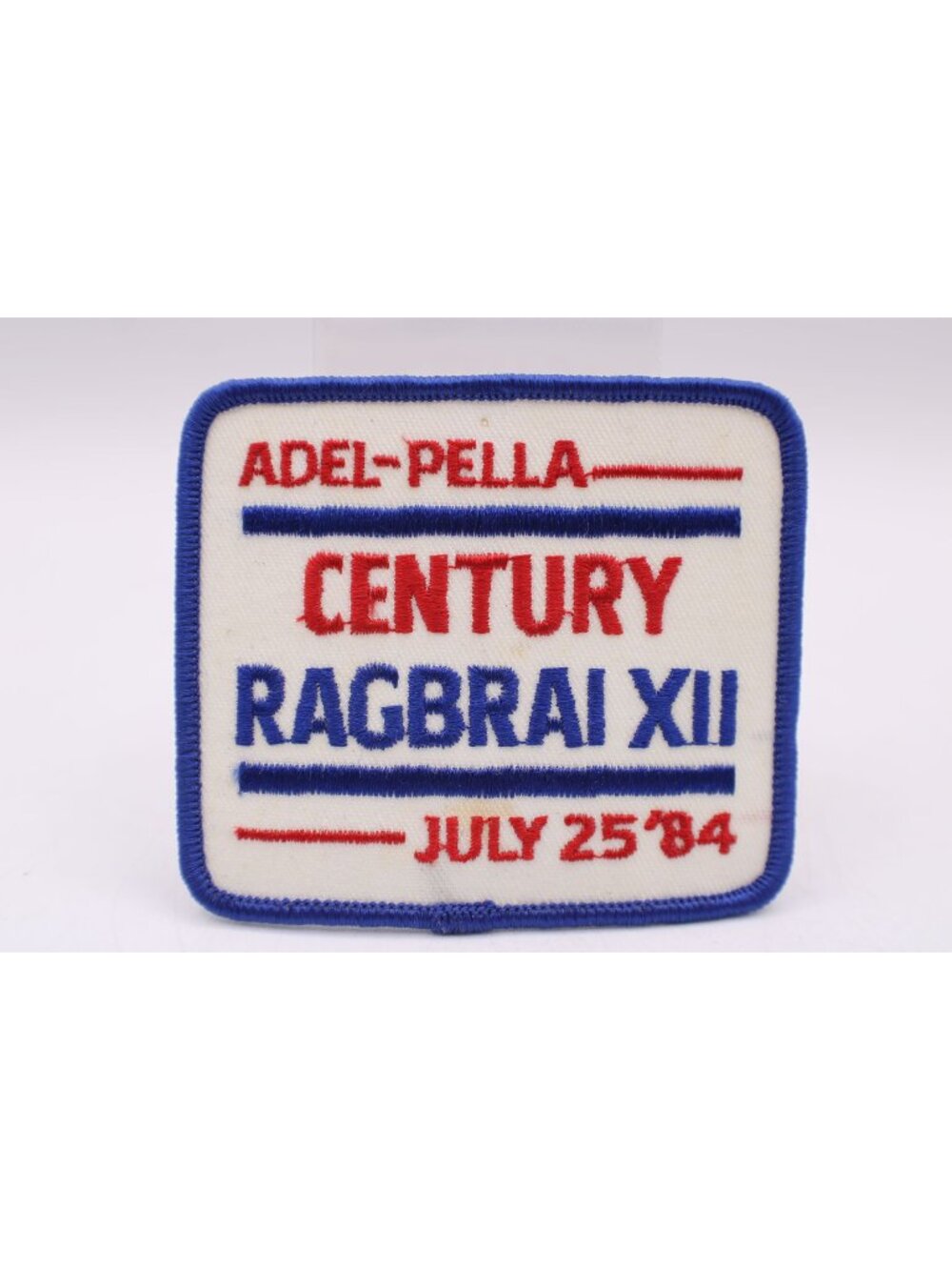 Bicycle Embroidered Patch Adel-Pella 1984 Ragbrai XII Century Ride 3x3" Vintage